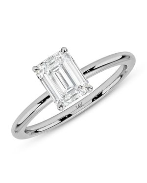 MAX + STONE 14K Or 1.5 Carat Emerald Shaped Cubic Zirconia Engagement Ring - Metallic