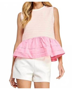 Strut & Bolt Camron Stripe Ruffle Top - Pink