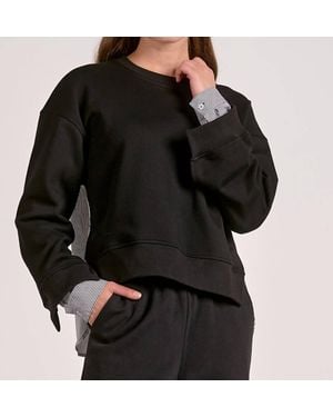 Elan Margot Mixed Media Top - Black