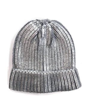 Saint Grace Metallic Ribbed Beanie - Gray