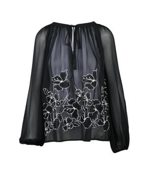 ERMANNO FIRENZE Voile Blouse Puff Sleeves - Black