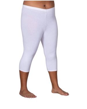 On The Plus Side Plus Size Cotton Jersey Capri Leggings - Blue