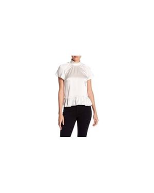 Rachel Zoe Harbor High Smocked Neckline Ruffled Silk Blouse - Black