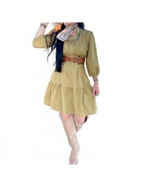 Baevely By Wellmade Daisy Long Sleeve Dress - Yellow