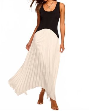 Ramy Brook Davina Knit Combo Pleated Maxi Dress - Natural