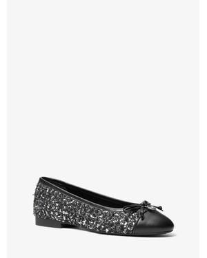MICHAEL Michael Kors Michael Kors Piper Flex Metallic Tweed Ballet Flat - White