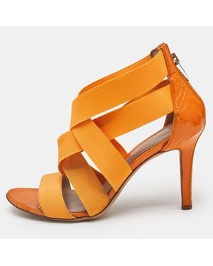 Sergio Rossi Leather And Elastic Strappy Sandals - Orange