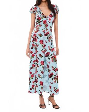 Alice + Olivia Tara Ruffle Slip Midi Dress - White