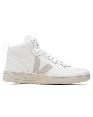 Veja V-15 Leather High Top Sneakers - White