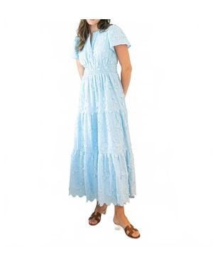 Sail To Sable Smocked Waist Midi Dress - Blue