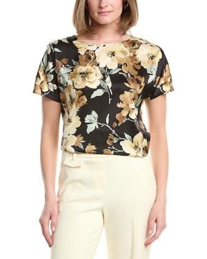 Anne Klein Bateau Neck Satin Top - Natural