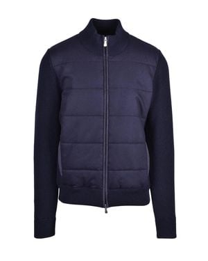 Gran Sasso Wool Jacket With Quilted Padded Panels And Ribbed Accents - Blue