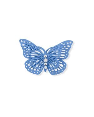 Fashnzfab Crystal Accent Butterfly Fashion Pin - Blue