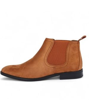 Infinity Leather Bown Suede Chelsea Boots Real Leather Lined Slip-On - Brown