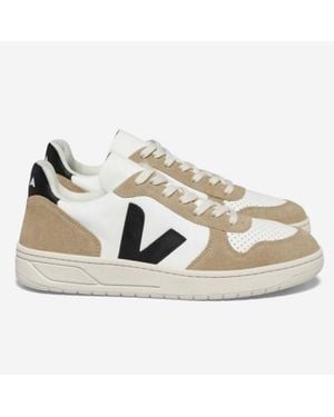 Veja V 10 Chromefree Leather Sneakers - Metallic