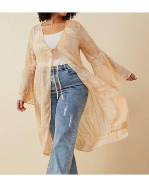 Hayden LA Sheer Patch Print Chiffon Tie Front Duster - Blue
