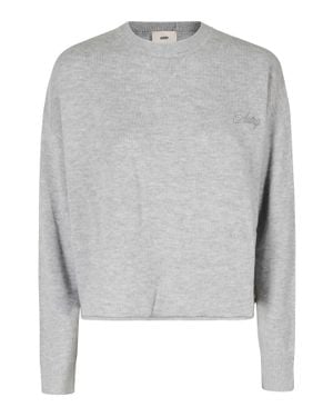 Autry Dark Melange Cropped Wool-Cashmere Sweater - Gray