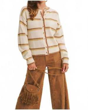 In February Cozy Charm To Autumn Plan Stripe Cardigan - Natural