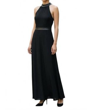L'Agence Isabelle Leather Trim Maxi Dress - Black