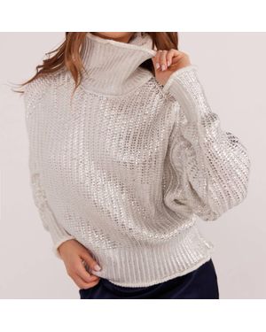 MINKPINK Eira Metallic Foil Sweater - Brown