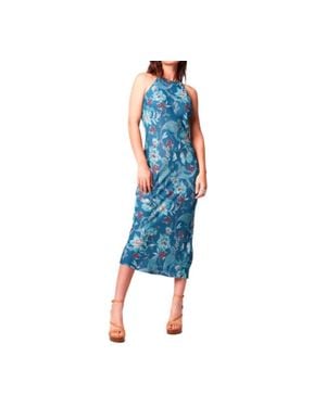 Band Of The Free Audette Floral Sleeveless Midi Dress - Blue