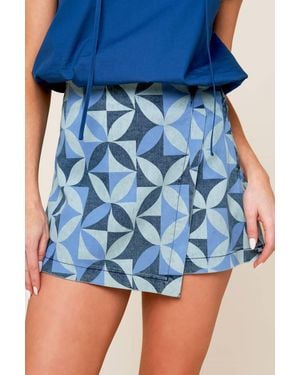 TRUEDAMES Enticing Darling Denim Skort - Blue