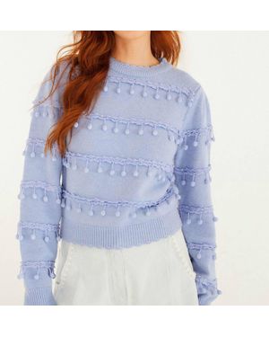 FARM Rio Bubble Trim Knit Sweater - Blue