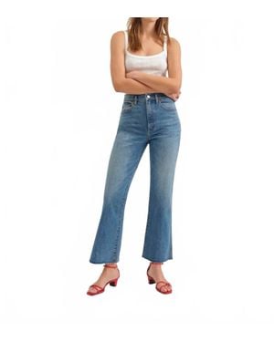 DAZE Soho Rawcut High Rise Ankle Flare Jeans - Blue