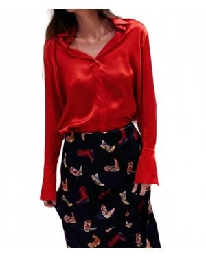 Catherine Gee Daria French Cuff Blouse - Red
