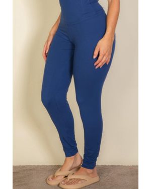 TRUEDAMES Plus Basic Solid Leggings - Blue