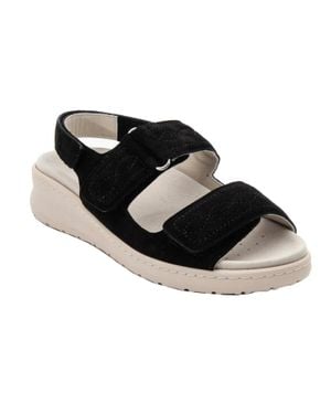 David Tate Key Sandals Suede Comfort Hook & Loop Hawk2457 - Black