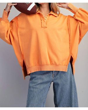 Eesome Snow Washed Long Sleeve Pull Over - Orange