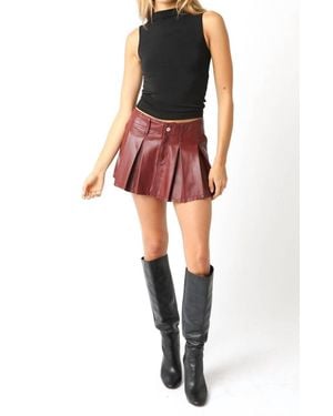 Olivaceous The Vegan Pleated Skirt - Red