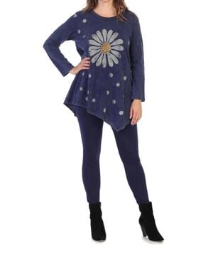 Jess & Jane Happy Days Asymmetrical Cotton Top - Blue