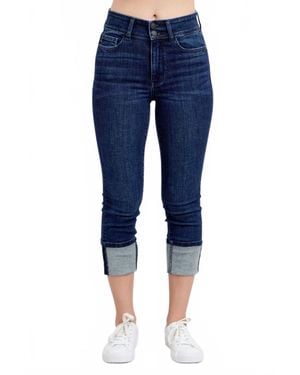 Judy Blue Ella Double Waist Cuff Capri Jeans - Blue