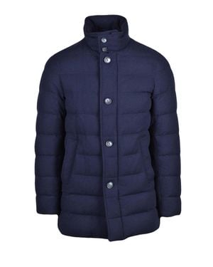 Herno Midnight Quilted Cashmere-Blend Down Coat - Blue