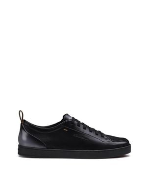 Santoni Lieve Smooth Leather Sneakers - Black