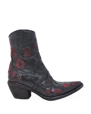 Madison Maison Leather Embroidered Ankle Boot - Blue