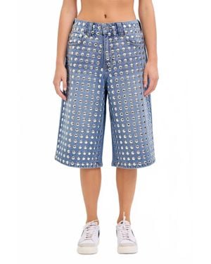 cello Vex Studded Bermuda Shorts - Blue