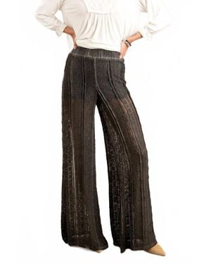 Pol Flower Lace Palazzo Pants - Green