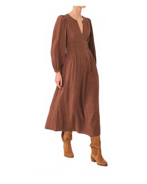 indi & cold Crepe Cotton Midi Dress - Brown