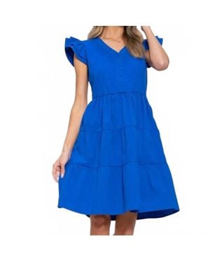 Hailey & Co Flutter Sleeve Dress - Blue
