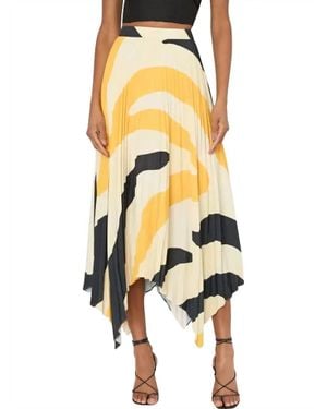 MILLY Irene Zebra Pleated Midi Skirt - Metallic