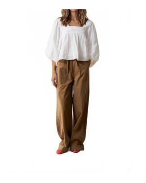 FRNCH Gianna Puff Sleeve Blouse - Natural