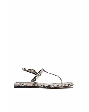 Liviana Conti Snakeskin-Effect Leather Flip-Flop Sandals - White