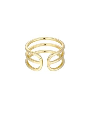 Adornia 14K Plated Adjustable 3-Band Ring - Metallic