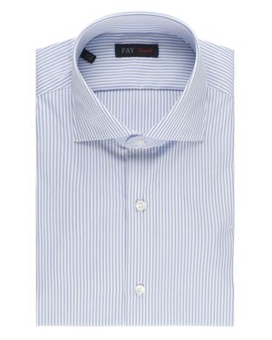 Fay Striped Cotton Casual Shirt - Blue