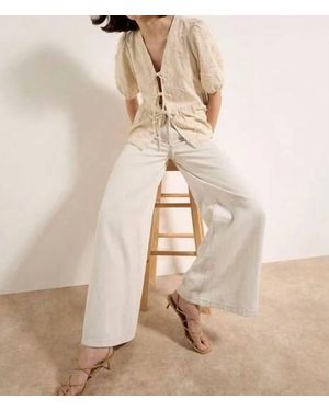 Apricot Grace Peplum Tie Top - Natural