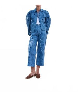 SZ Blockprints Denim Disco Pants - Blue
