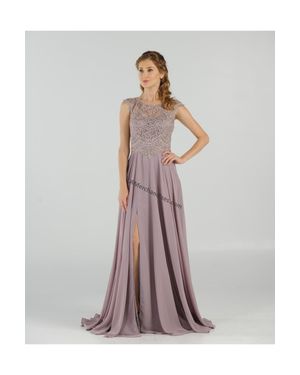 TRUEDAMES Cap Sleeve Long Chiffon Mother Of Bride Dress - Multicolor